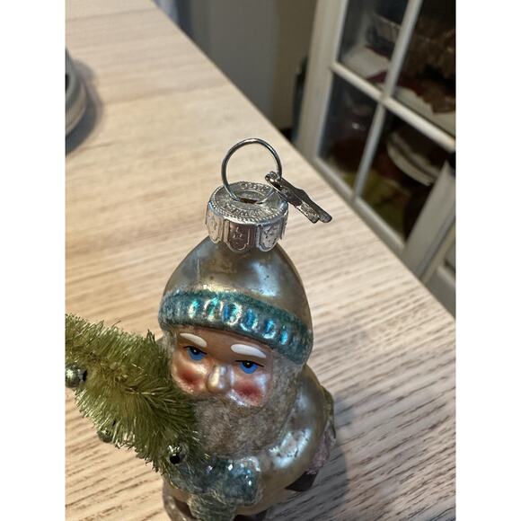 Vintage Shiny Brite Glass Santa Ornament Bottle Brush, Mercury, Radko, Y2K - Picture 8 of 16